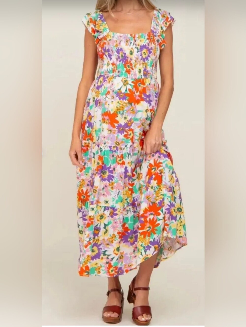 Jodifl Floral Tiered Midi Skirt - Multicolor